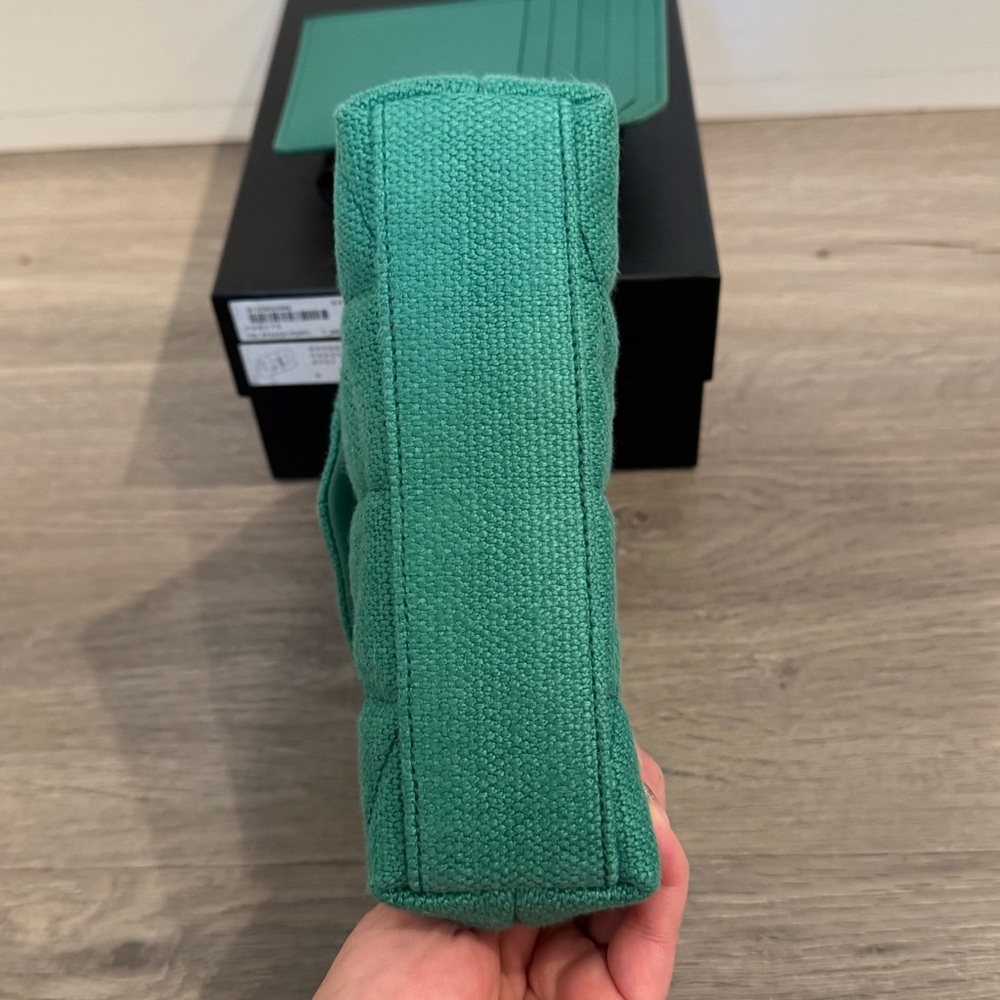 Saint Laurent Denim Quilted Loulou Puffer Monogram Pouch Clutch in Basil color - Picture 6 of 14